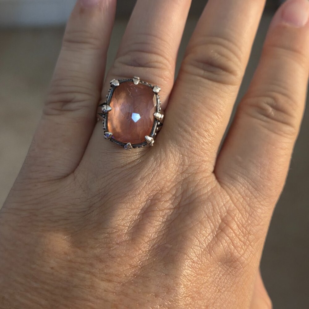 Sterling silver pink stone ring